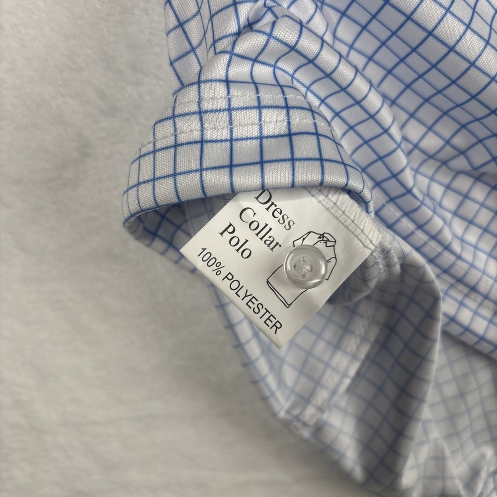 Collars and Co Polo Mens 4XL - Thin Blue Check - Semi Spread Collar Brand New - Picture 3 of 7